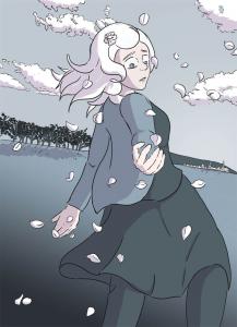Das Titelbild der Graphic Novel Kirschblüten aus Harkau von 2015 bis 2018